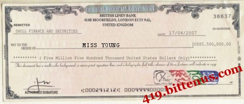 British Linen Bank, US$5,500,000 - 17/04/2007